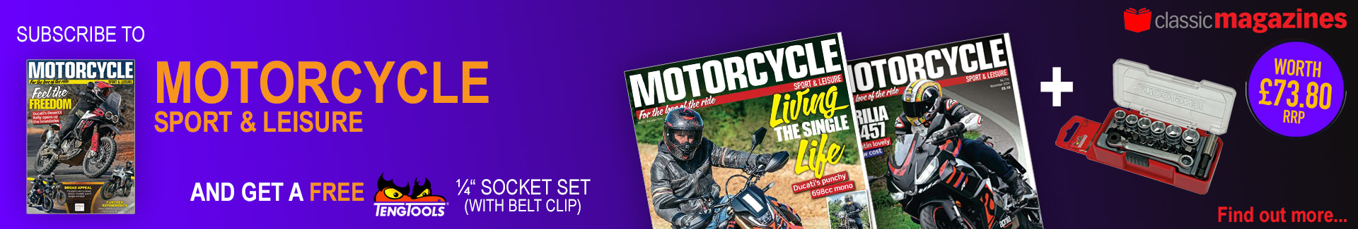 Motorcycle Sport & Leisure magazine subscription with free Teng Tools 1/4